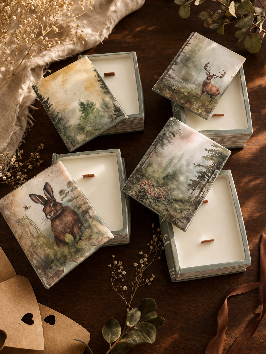 Entre Páginas: velas en forma de libro artesanales inspiradas en historias y paisajes imaginarios